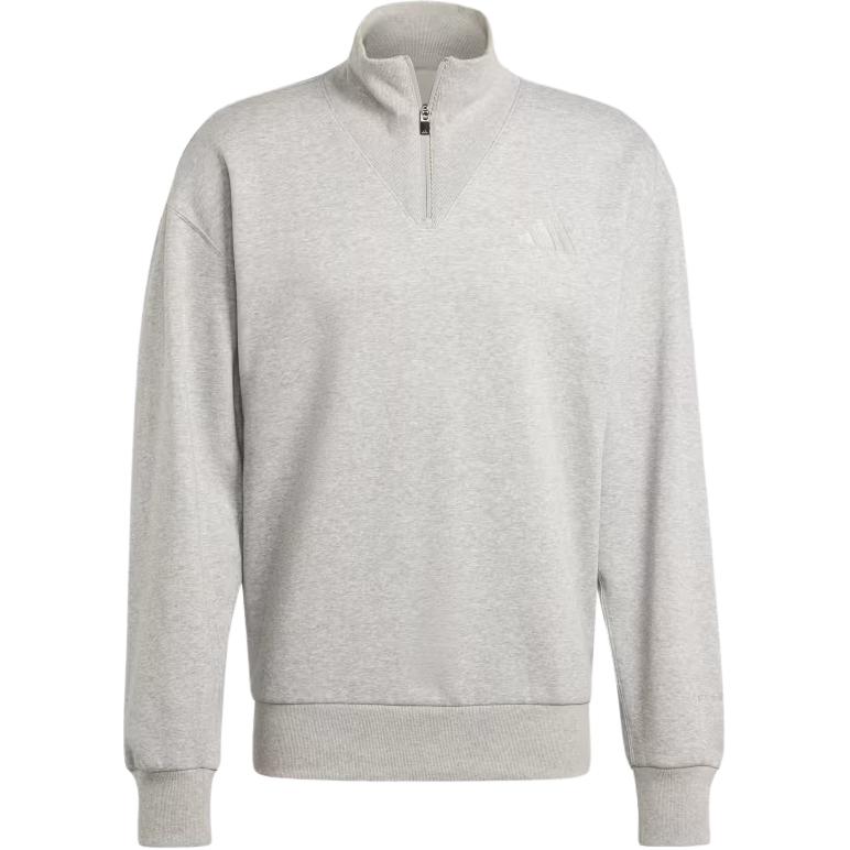 adidas Мужская толстовка Szn Fleece с четвертью молнии, цвет средне-серый меланжевый, размер M, уличный стиль IY6551