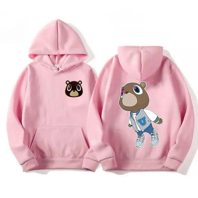 Men's Women Fashion Vintage Clothes Hooded Hip Hop Casual Oversized Sweatshirt Limited Kanye West Graduation Dropout Bear Hoodie