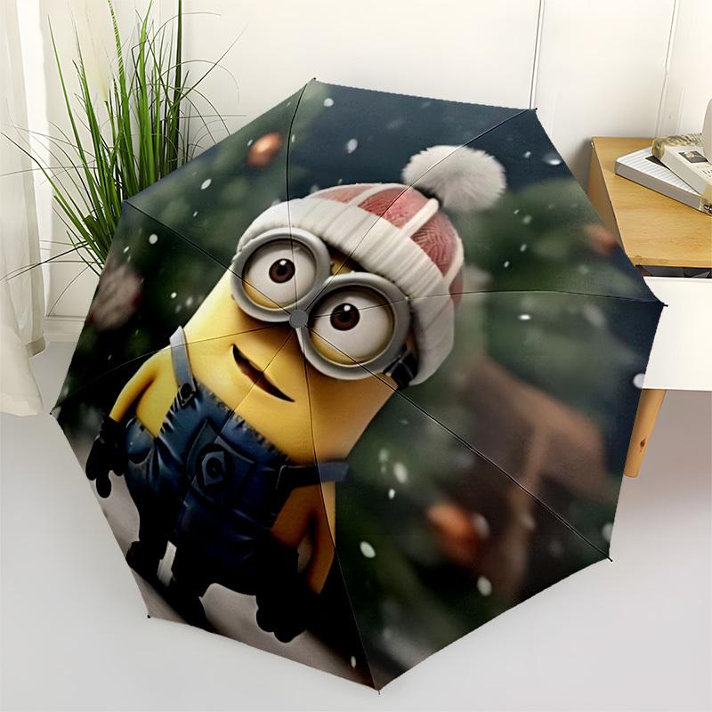 1pc Minion Automatic Folding Umbrella - Compact 8-Rib Design, Durable Plastic & Iron, Perfect Gift for Friends & Family, yy250923057