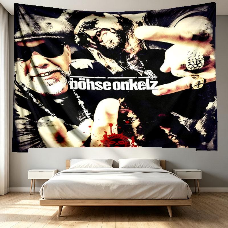 Bohse Onkelz Print Tapestry - Portable Wall Decor Cloth, for Home, Dorm, Travel, Bedroom, Living Room - Ideal Birthday Housewarming Gift