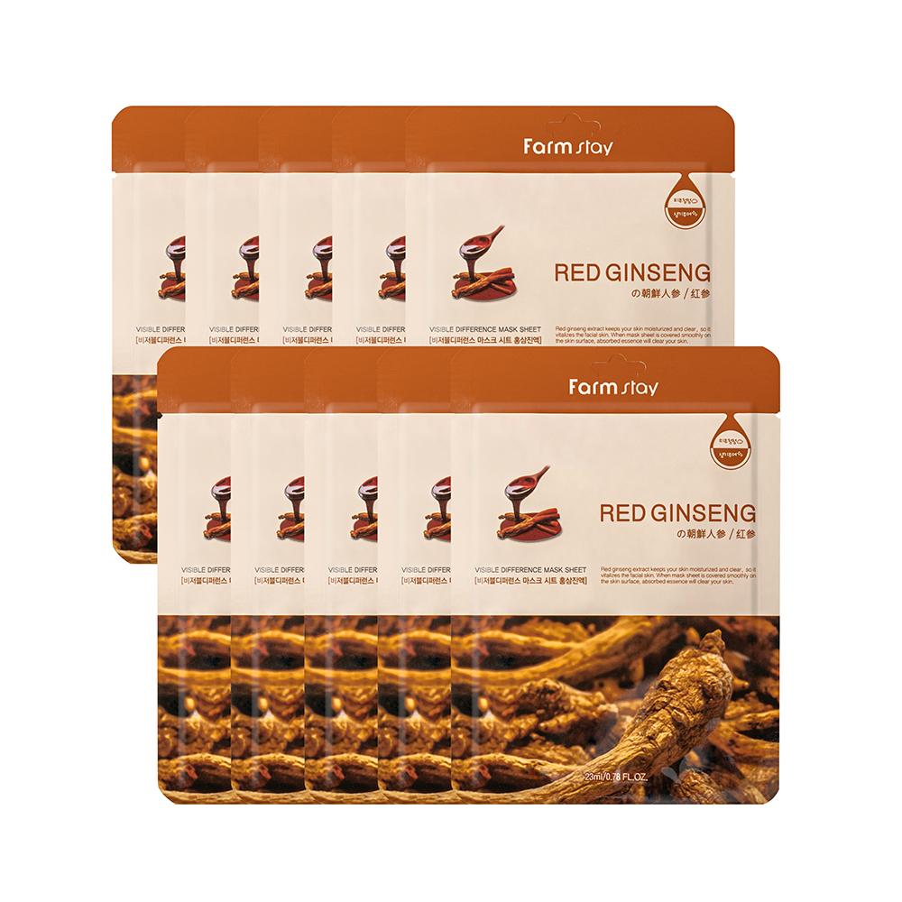 FARMSTAY Маска для лица Visible Difference Red Ginseng 23мл х 10шт