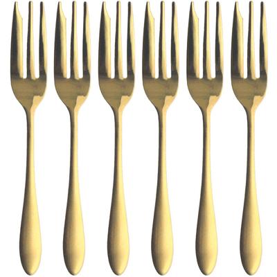 Cake Fork Stainless Made In Japan Tsubame-Sanjo Set, Gold, 5+1, 14.5cm, 18-0 Steel,
