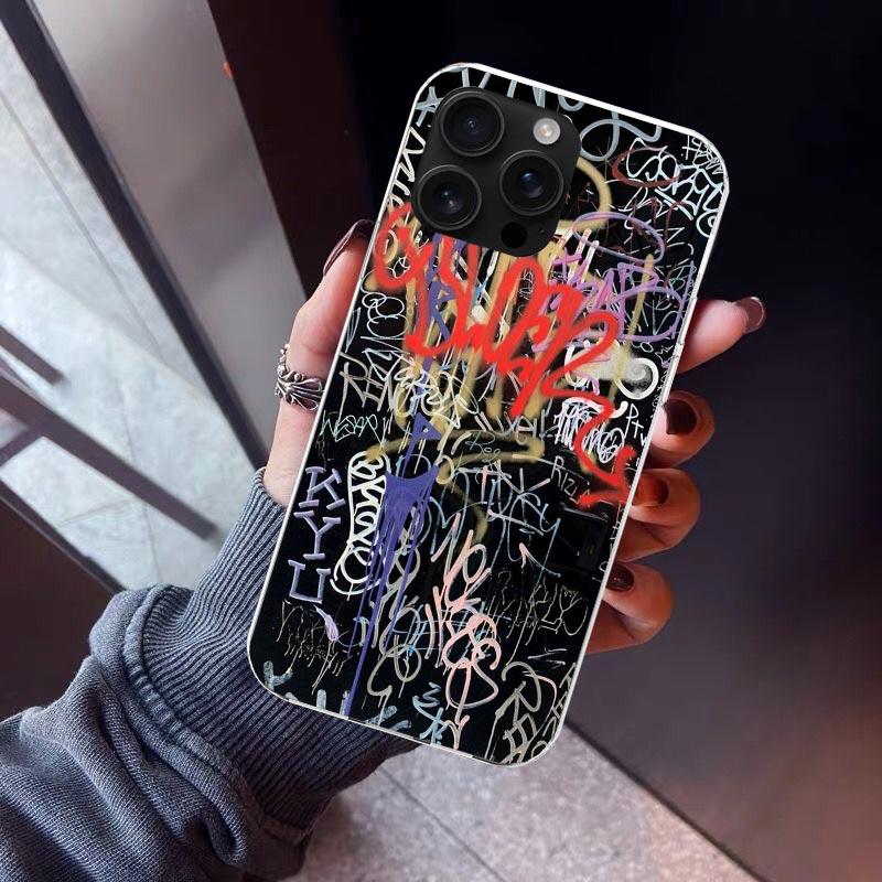 Graffiti Fashion Cool Phone Case For iPhone 17 Air 16 15 Pro Max 14 Plus 13 Mini 12 11 Cover 7 8 SE Silicone Shell Print Fundas
