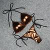 2 Pcs/Set Women Bikini Set Smooth Surface Reflective Padded Wire Free
