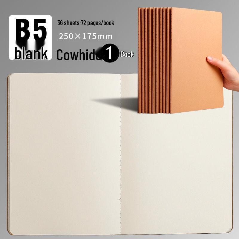 Студенческая тетрадь B5: Белый, Крафт-бумага, Переплет на нитках, Пустые страницы, В линейку, В клетку