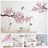 Наклейка на стену в китайском стиле, самоклеящиеся наклейки с изображением цветка, птицы на ветке дерева, наклейки для офиса