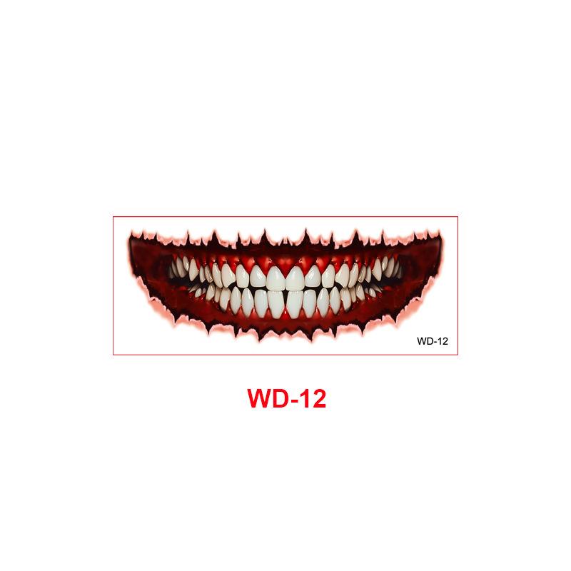 New Halloween horror big mouth tattoo sticker party party fun makeup thriller DIY mouth makeup sticker