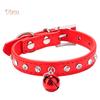 SLP PET GOODs Adjustable Dog Crystal Crystal Stone Bell Collar Rivets Faux Leather Neck Strap