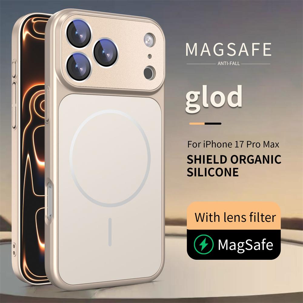 Для Magsafe Магнитный противоударный чехол для телефона для iPhone 17 Pro Max Air 16 15 14 13 Нано-матовый Защита объектива Стекло Жесткий чехол
