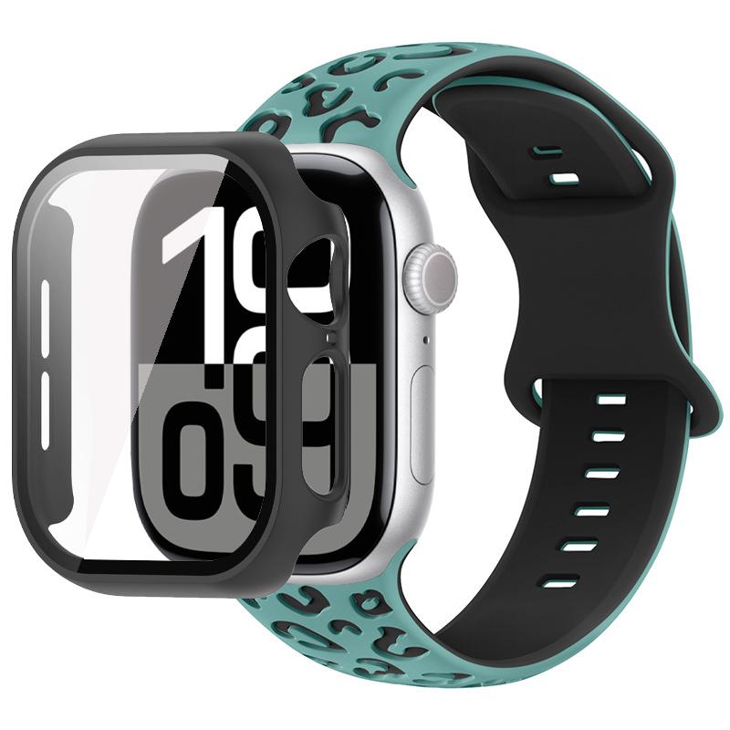 Ремешок-чехол 2в1 для Apple Watch 46 мм 44 мм 41 мм 41 мм 40 мм 38 мм 42 мм Чехол со стеклом для часов+Силиконовый браслет iwatch Series 11 10 9 8 7 6 5 4 SE3
