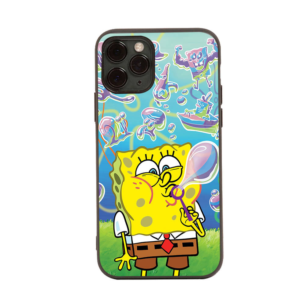 PB8 SpongeBob Cartoon Black Sofe Case for Samsung Note 20 Lite S24 Ultra S23 A03 A05 A06 A11 A71 A15 A16 A13 A24 A25 A33 A52 A53 A50 M55 M35 Plus