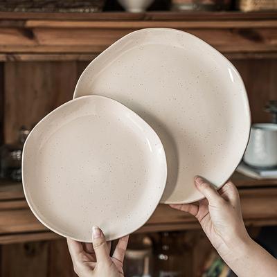 Тарелка специальной формы, Тарелка с кунжутной глазурью, Японская керамическая тарелка, Большая тарелка, Чувство дизайна, Обеденная тарелка, Бытовая тарелка для овощей, Салатная тарелка.