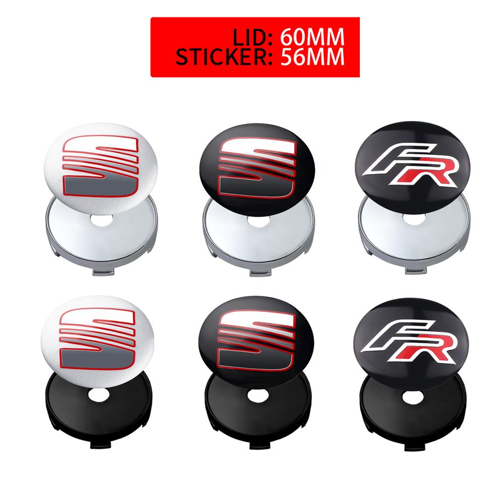 lcbn4 4Pcs 56/60mm Car Wheel Center Hub Caps Cover Replacement Accessories For Seat FR Leon 5f 1p Ibiza 6l 6j Altea Cupra Arosa Ateca