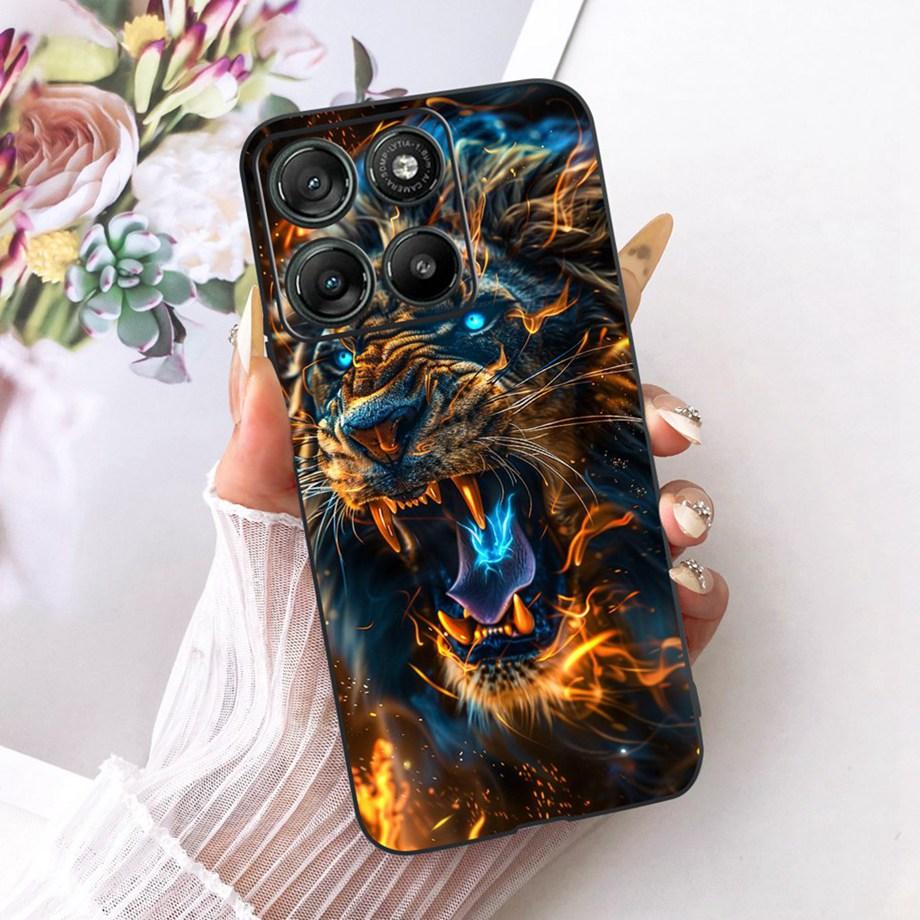 Чехол для телефона Motorola G77 5G Moto G67 5G Мягкий черный силиконовый чехол Бабочка Дракон Кот Цветочная живопись Бампер Funda