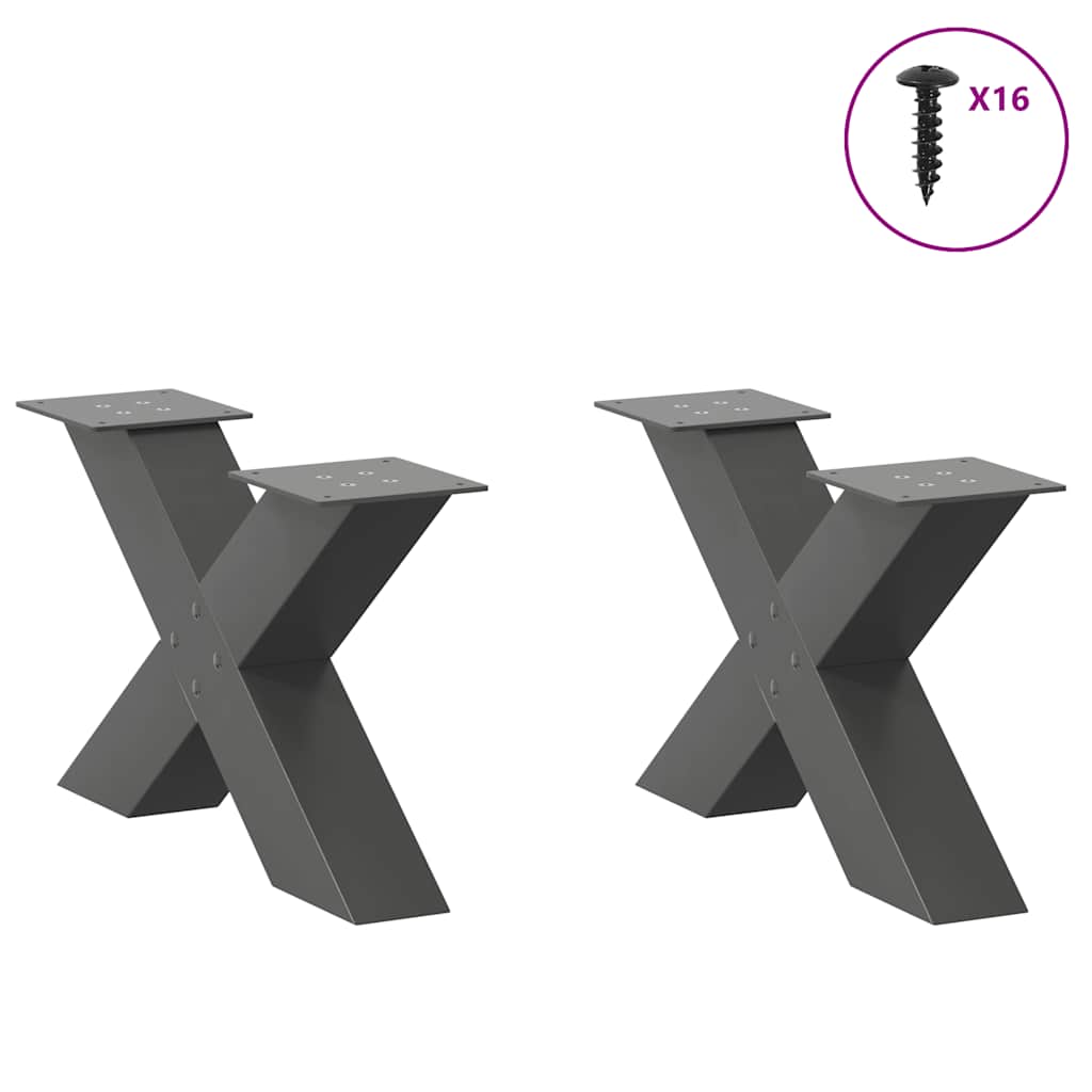 Vidaxl Nogi Do Stolika Kawowego, 2 Szt., Antracyt, 60X(30-31) Cm, Stal