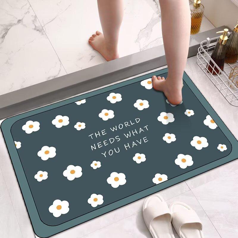 Toilet Diatom Mud Quick-Drying Floor Mat Bathroom Door Mat Household Toilet Door Carpet Cushion Non-Slip Foot Mat