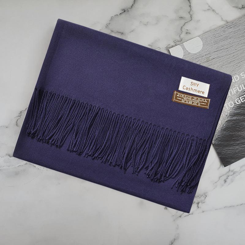 200 * 70 см толстый однотонный женский кашемировый имитационный шарф для зимы роскошная женская шерстяная шаль