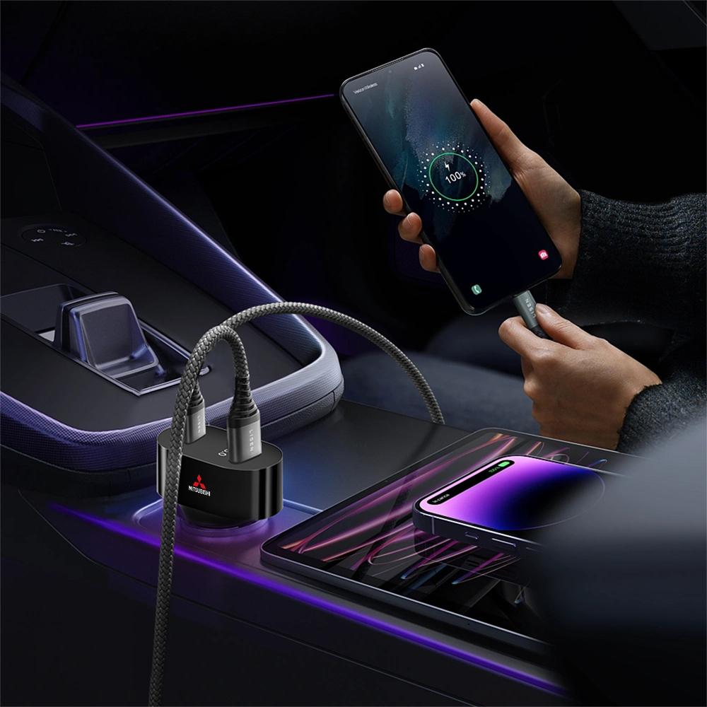 hkbn2 25W Car Charger Phone Charger Car Adapter Socket for Mitsubishi Lancer 10 Xpander Pajero 4 Montero V73 Triton Auto Accessories
