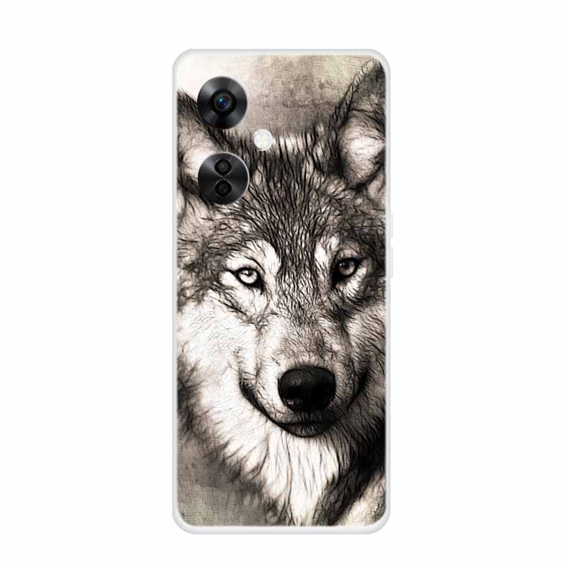 For OnePlus Nord CE 3 Lite 5G Cases Wolf Clear Soft TPU Silicone Phone Cover For One Plus Nord CE 3 5G Case Transparent Etui