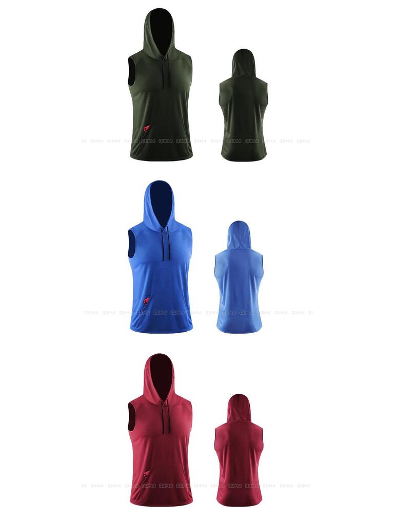 Мужской жилет для фитнеса с капюшоном и без рукавов: Быстросохнущая, дышащая сетка для бега и баскетбола