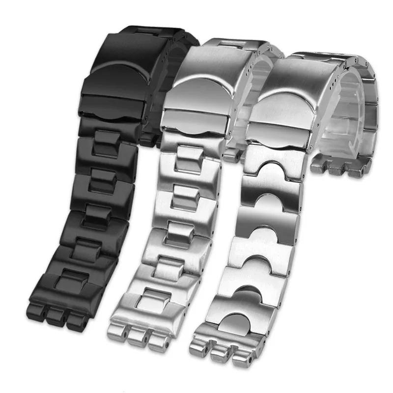 Аксессуары для часов Swatch YCS YAS YGS Серебристо-черный Цельнометаллический браслет из нержавеющей стали Мужской / Женский Металлический 17MM 19MM 21MM