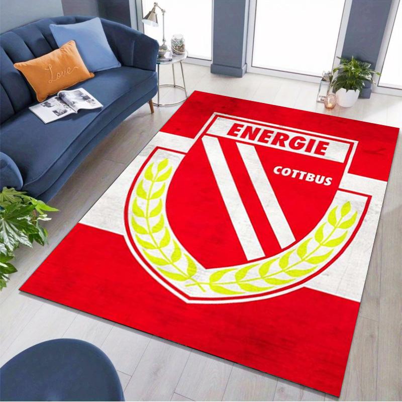 Energie Cottbus Football Club Logo Print Area Rug Non‑Slip Rectangular Floor Mat Soccer Fan Gaming Room Decor Carpet