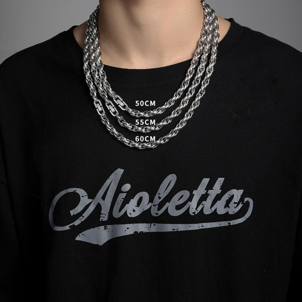 Titanium Steel Necklace Male High-end Hip-hop Style Street Trendy Brand Collarbone Chain Cuban Thick Chain Neck Chain Plain Chain Accessories Female