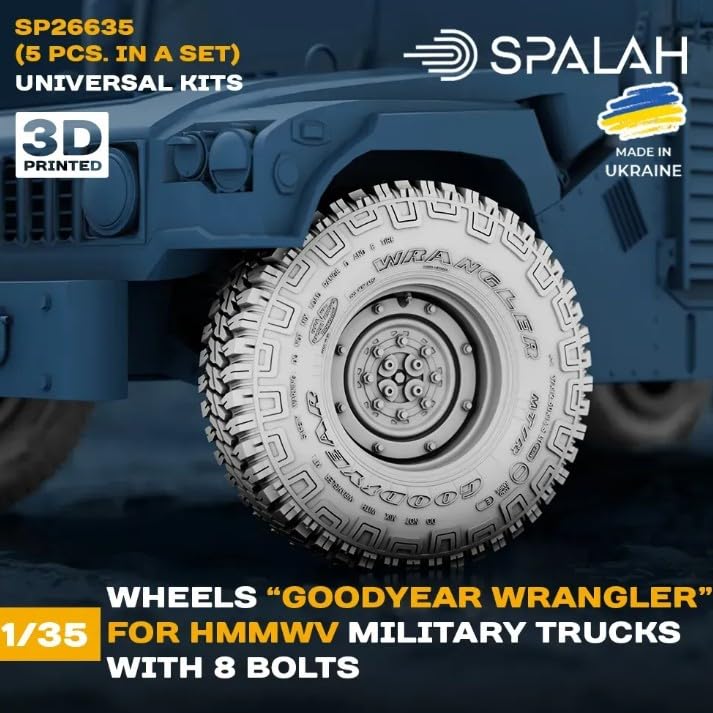 Комплект колес Spallach HMMWV GY, детали пластиковой модели, SPU26635 1/35 (Тип на 8 болтов) (Набор из 5 предметов) (универсальный) (Военная техника)