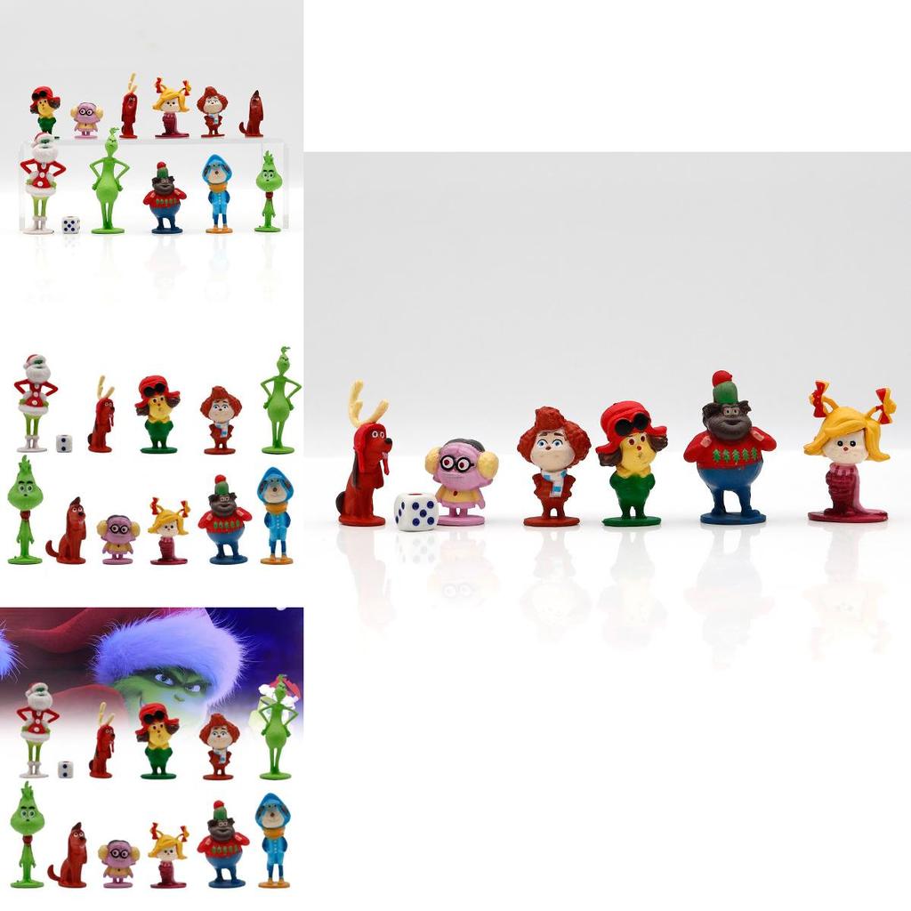 Festive Green Character Figurines Set For Christmas Decoration And Gifts