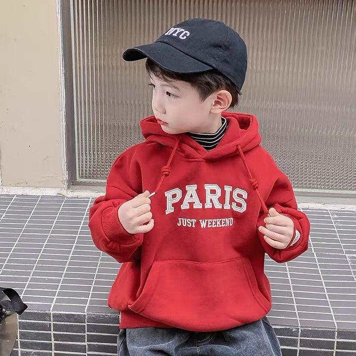 Trendy Boys' Hooded Sweatshirts - Stylish Printed Tops for Autumn/Winter 2024