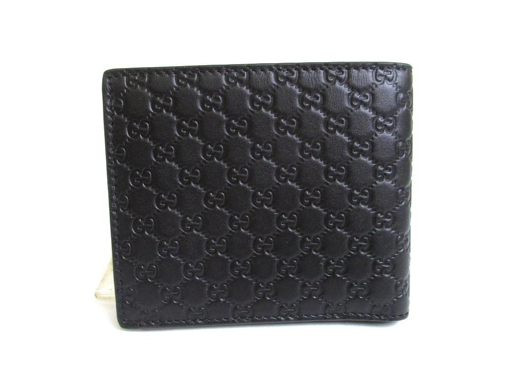 Оригинальный кошелек GUCCI GG Guccissima из черной фирменной кожи, бифолд #a836  Восстановленный