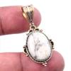Natural Jasper Gemstone 925 Solid Sterling Silver Two Tone Pendant 1.75'' Y3H17