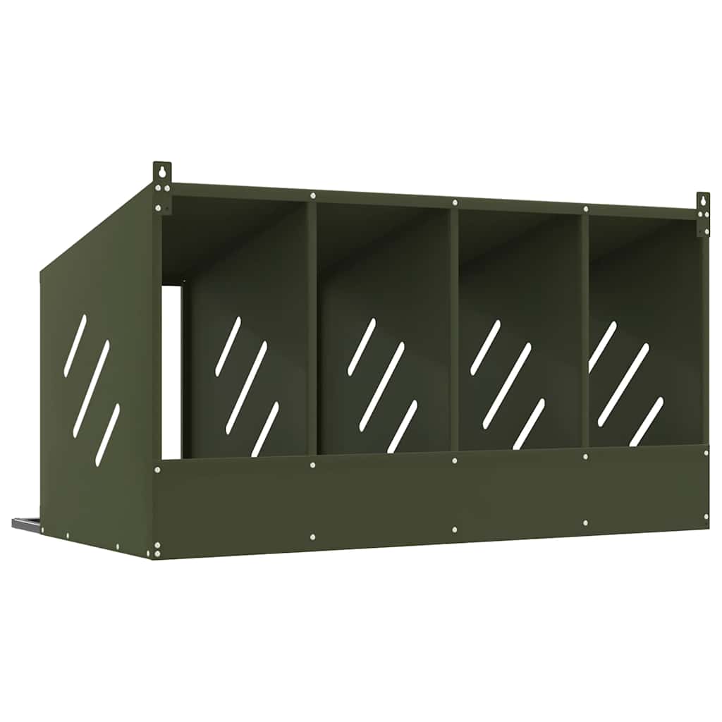 4 Compartment Chicken Nesting Box in Olive Green Metal