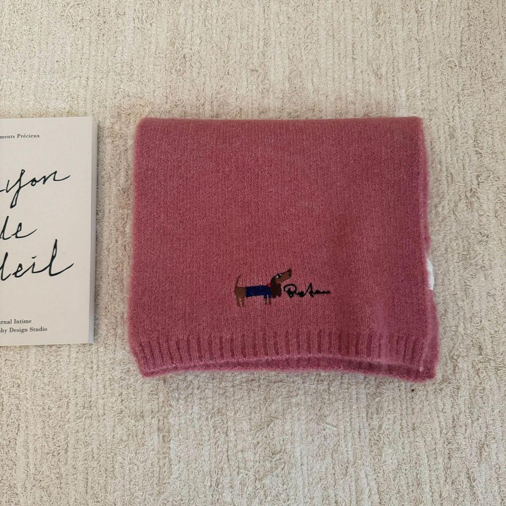 Толстый теплый вязаный шарф в корейском стиле - однотонный, милый и холодостойкий для щенков-девочек, зима 2024 г.