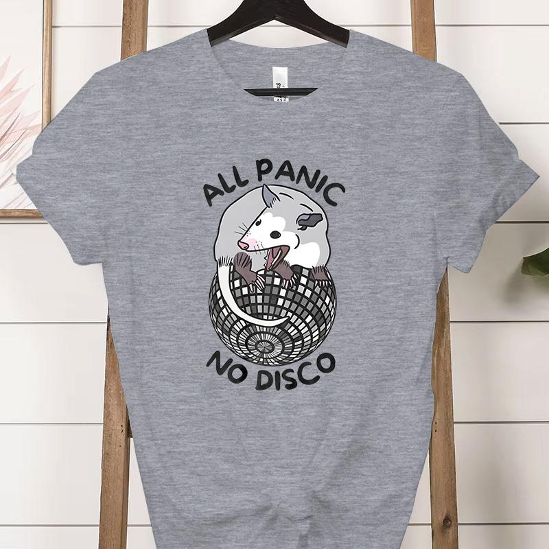 All Panic No Disco Opossum Tshirts Women Funny Screaming Street Trash Cat Graphic Tee Funny Possum Retro Animal Lover Tshirt