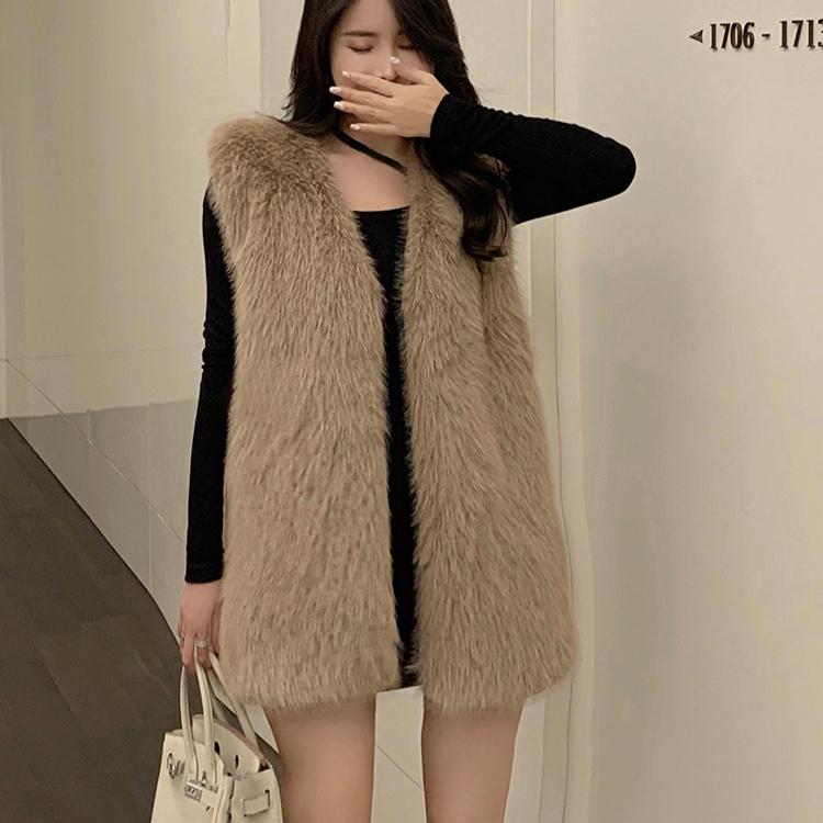 Осенне-зимняя женская роскошная меховая безрукавка из искусственного меха, женская рождественская куртка без рукавов из искусственного меха лисы