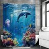 Underwater World Ocean Dolphin Jellyfish Shower Curtain, Bathroom Decorative Shower Curtain, Waterproof Shower Curtain with Hook