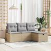 vidaXL 4-Piece Garden Sofa Set with Cushions Beige Poly Rattan 3359149