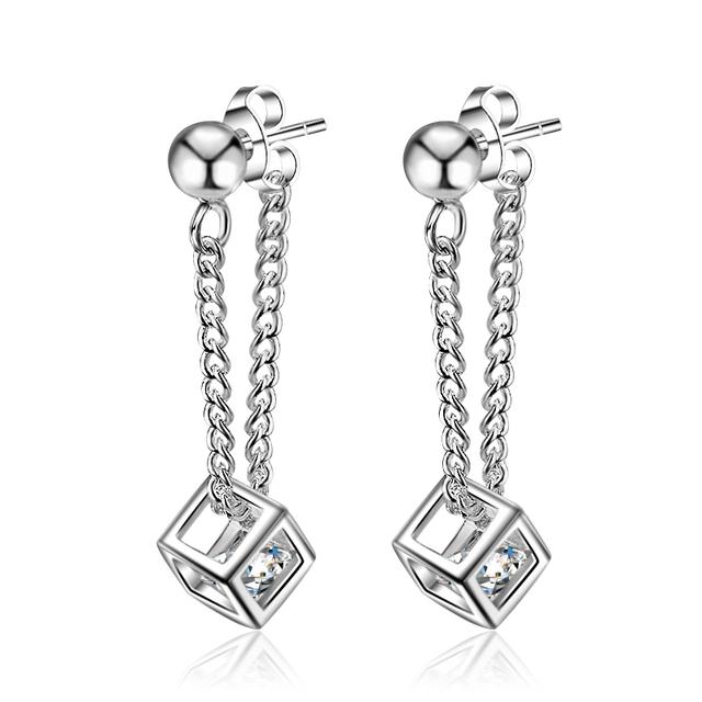 Простые серьги-кольца серебряного цвета с изображением лапы, ромашки и сердца, звезды и луны, два отверстия в ухе, серьги-кольца, цепочки для женщин, ювелирные изделия для девочек