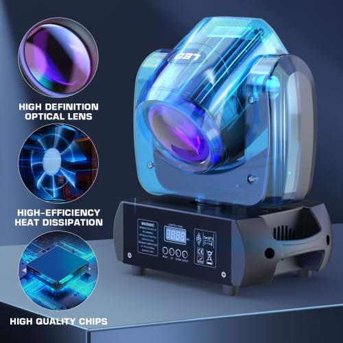 100W LED Moving Head Light, Rotating DJ Light, 18-Face Prism Stage Light, High Brightness Stage Lighting with DMX512 & 12CH Sound Activated Mode, 7 GO