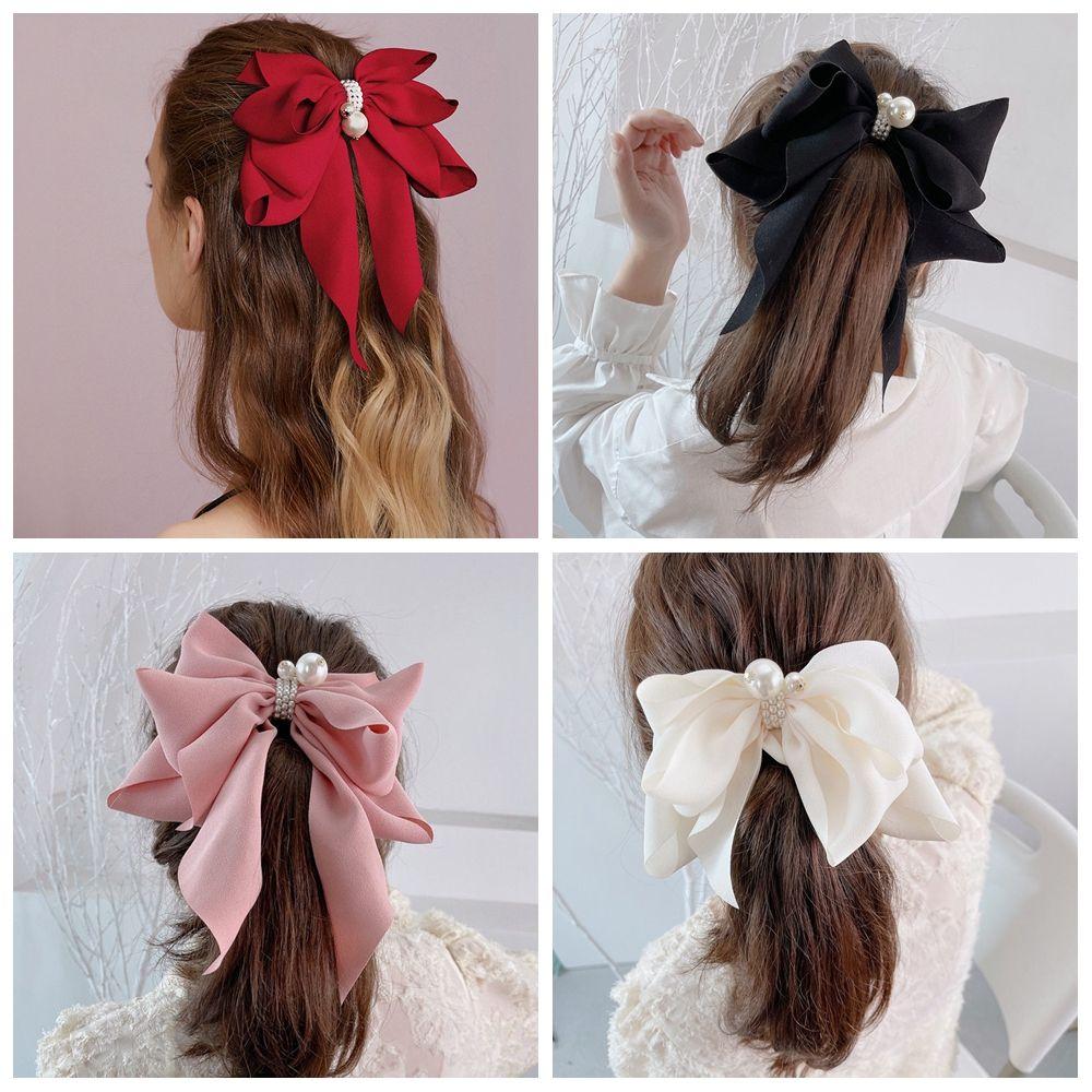Модная заколка для волос для женщин, головной убор, бант из ленты, большой бант, зажимы для хвоста