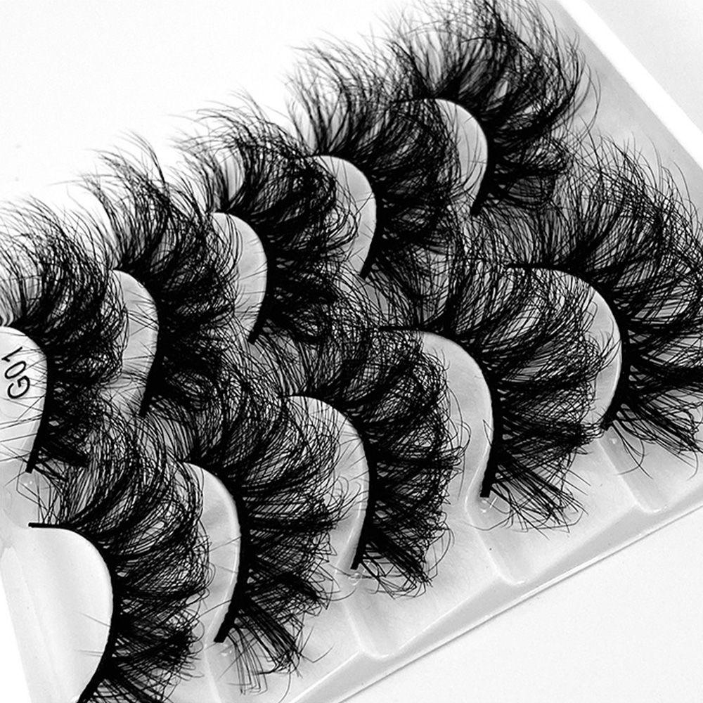 5 Pairs Handmade Fuffy Lashes Thick Long Eye Lashes False Eyelashes Volume Dramatic 8D Faux Mink
