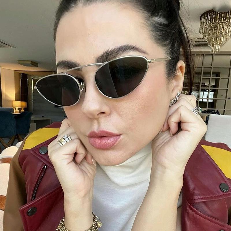 Трендовые металлические солнцезащитные очки «кошачий глаз» 2024 для женщин - европейский и американский уличный стиль