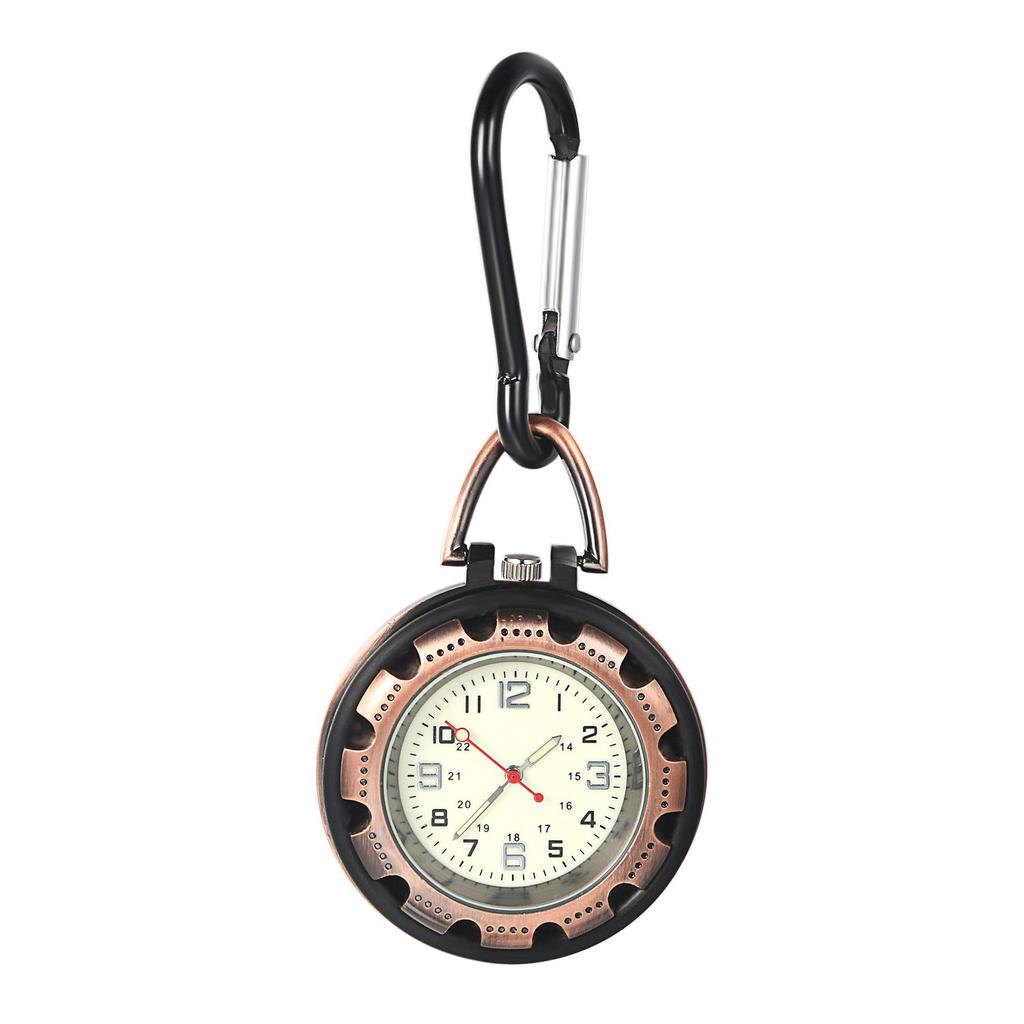 JEWELRYWE Pocket Watch Nurse Watch Keychain Luminous Dial Bag Clock Pocket Keychain Watch Carabiner Watch Pocket Watch Red