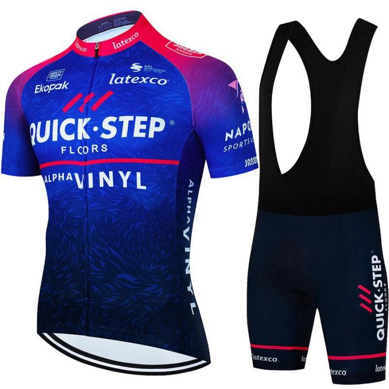 Quick Step Team Cycling Jersey Bib Shorts Set Men Women Breathable Ride Wear