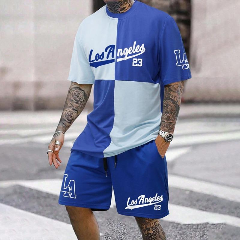 Модный мужской костюм с 3D-принтом, свободная одежда, шорты с коротким рукавом, мужской спортивный костюм, летний повседневный костюм