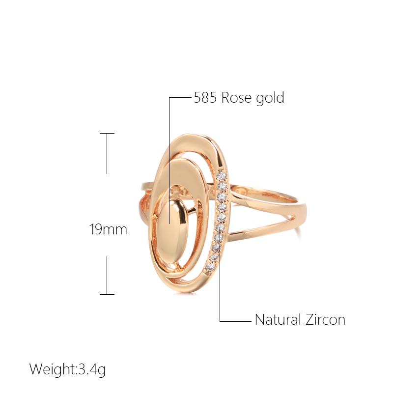 Unusual  Rose Gold Rings Daily Women Fine Jewelry Minimalist Geometry Natural Zircon Ring Fashion Jewelry