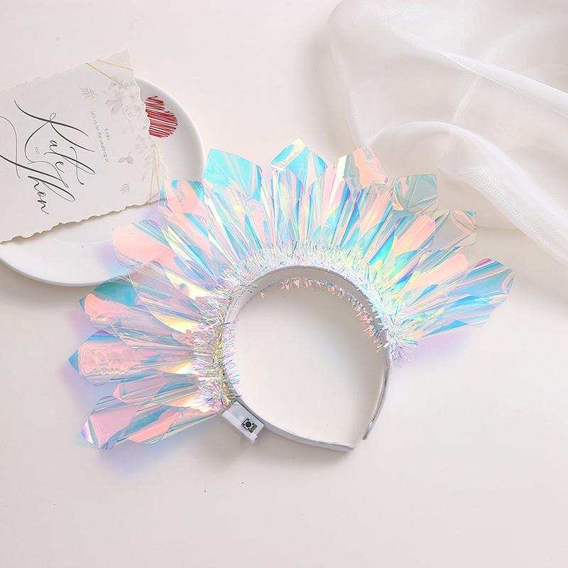 2024 Happy Year Crown Led Light Up Headband Светящиеся обручи для волос Мигающие детские Взрослые Рождественские вечеринки Реквизит Головные уборы