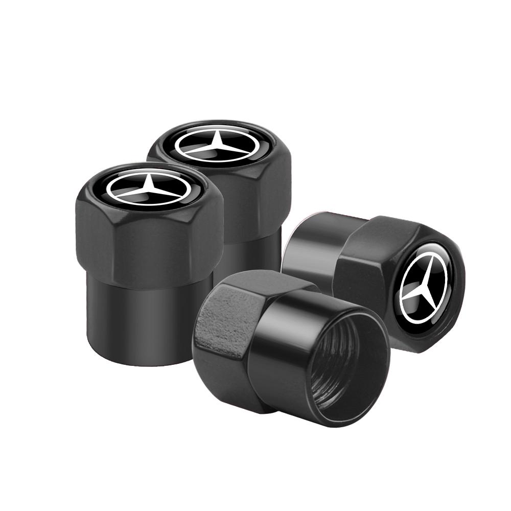 AJBR2 4Pcs Aluminum Car Wheel Tire Air Valve Caps Dust Cover For Mercedes benz A C E G CLA GLK CLASS AMG W221 W212 W213 W176 W205 W177