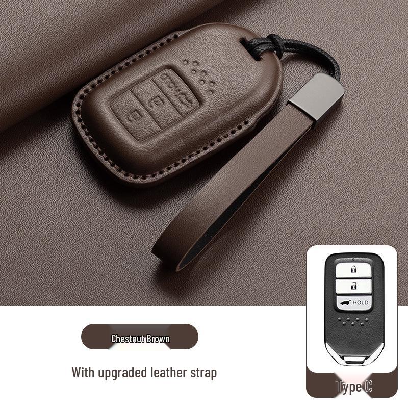 Stylish Key Cover for Eleventh Gen Civic, New CR-V, Accord, XR-V, Crown, HR-V, Xingge, and Haoying - Brown
